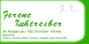 ferenc kuhtreiber business card